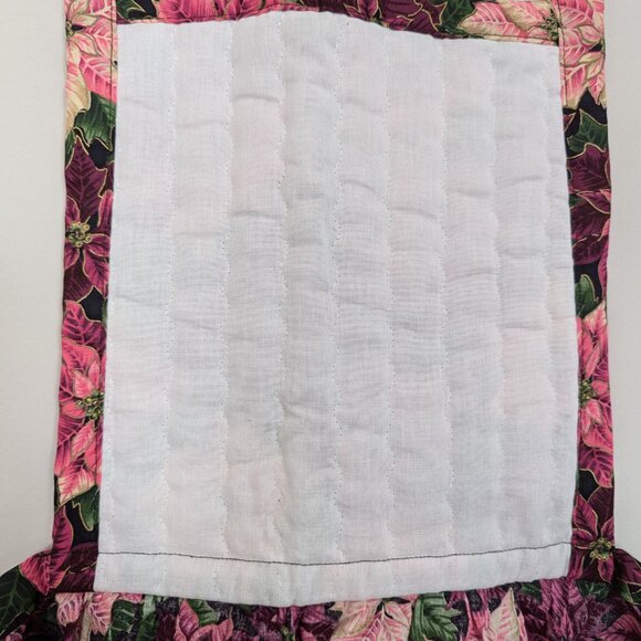 Vintage 1980s Child's Apron Pink Purple Poinsettias Quilted Front All Cotton USA - Picture 14 of 16